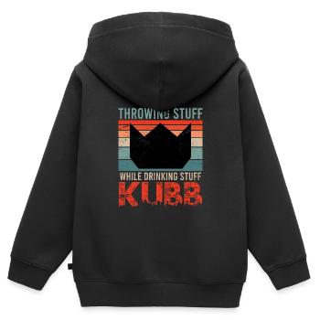 Les échecs vikings Sort Throwing Stuff Drinking - Sweat Premium à capuche zippé enfant bio - noir - Dos - AI Model Kid Male (0cm)