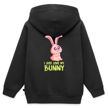 I just love my Kaninchen Hasen Haustier - Kinder Premium Organic Zip Hoodie - Schwarz - Hinten - AI Model Kid Male (0cm)