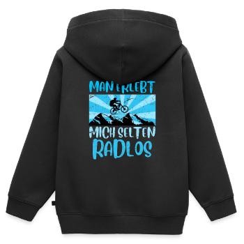 Man erlebt mich sleten radlos Fahrrad MTB Geschenk - Kinder Premium Organic Zip Hoodie - Schwarz - Hinten - AI Model Kid Male (0cm)