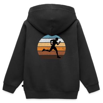 Fitness Training Läufer Geschenk Marathon Lauf - Kinder Premium Organic Zip Hoodie - Schwarz - Hinten - AI Model Kid Male (0cm)