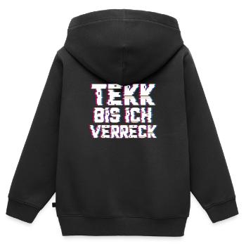 Tekk jusqu’à je crève Hardstyle HARDSTYLE EDM - Sweat Premium à capuche zippé enfant bio - noir - Dos - AI Model Kid Male (0cm)