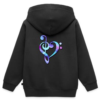 Notes musicales Clé de basse Clé de musique Techno - Sweat Premium à capuche zippé enfant bio - noir - Dos - AI Model Kid Male (0cm)