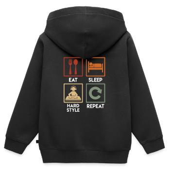 Hardstyle DJ Musique Eat Sleep Hardstyle Hardtekk - Sweat Premium à capuche zippé enfant bio - noir - Dos - AI Model Kid Male (0cm)