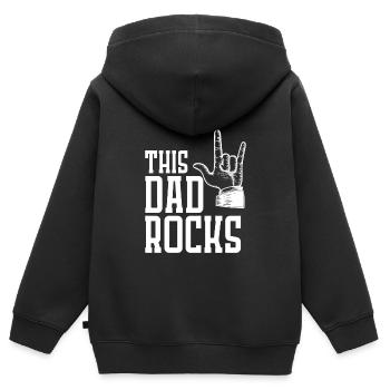 Ce père rocker papa Rocker rock - Sweat Premium à capuche zippé enfant bio - noir - Dos - AI Model Kid Male (0cm)