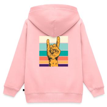 Rocker Handzeichen Symbol Rockmusik - Kinder Premium Organic Zip Hoodie - Rosa - Hinten - AI Model Kid Female (0cm)