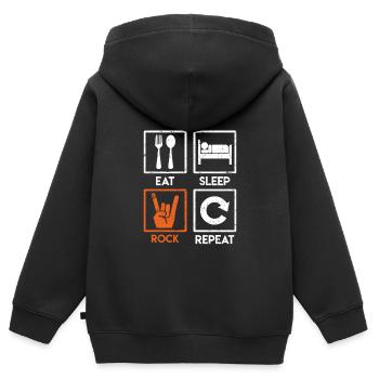 Rocker Sort Eat Sleep Rock Repeat Rock - Sweat Premium à capuche zippé enfant bio - noir - Dos - AI Model Kid Male (0cm)