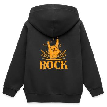 Rockmusik Heavy Metal Handzeichen Symbol Gitarrist - Kinder Premium Organic Zip Hoodie - Schwarz - Hinten - AI Model Kid Male (0cm)