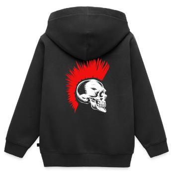 Punker Totenkopf Knochen Irokesen Frisur Rocker - Kinder Premium Organic Zip Hoodie - Schwarz - Hinten - AI Model Kid Male (0cm)