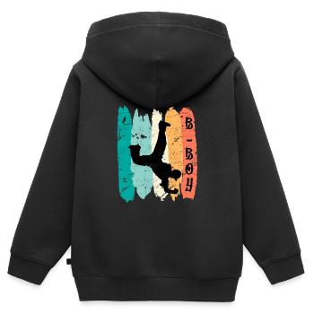 B-Boy Breakdancer Street Art Urban Danse Hip Hop - Sweat Premium à capuche zippé enfant bio - noir - Dos - AI Model Kid Male (0cm)