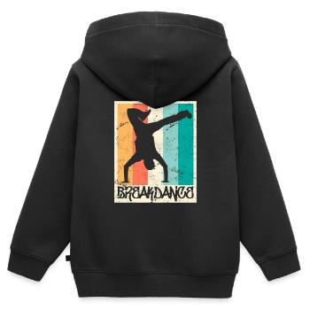 Breakdance Vintage B-Boy Breakdancer - Sweat Premium à capuche zippé enfant bio - noir - Dos - AI Model Kid Male (0cm)