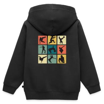 Vintage Breakdance Moves B-Boy Breakdancer - Sweat Premium à capuche zippé enfant bio - noir - Dos - AI Model Kid Male (0cm)