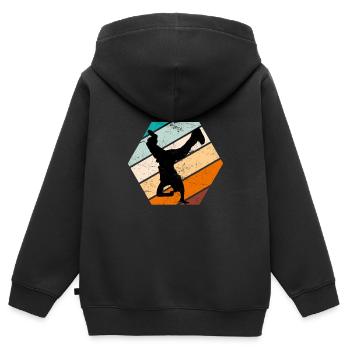 Breakdance Retro Breakdancer B-Boy - Sweat Premium à capuche zippé enfant bio - noir - Dos - AI Model Kid Male (0cm)