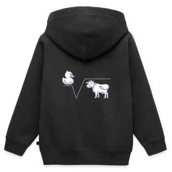 Mathe Witz N-te Wurzel aus Q Ente Wurzel Kuh - Kinder Premium Organic Zip Hoodie - Schwarz - Hinten - AI Model Kid Male (0cm)