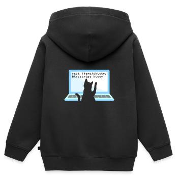 Chat comme codeur codeur propriétaire de chat - Sweat Premium à capuche zippé enfant bio - noir - Dos - AI Model Kid Male (0cm)