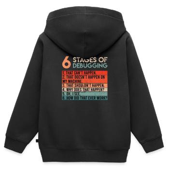 6 Stages of Debugging Informatiker Coder Software - Kinder Premium Organic Zip Hoodie - Schwarz - Hinten - AI Model Kid Male (0cm)