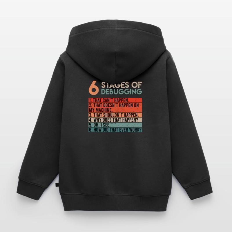 6 Stages of Debugging Informatiker Coder Software Kinder Premium Organic Zip Hoodie