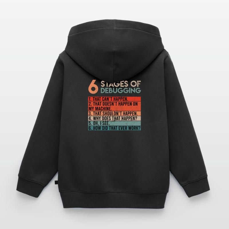 6 Stages of Debugging Informatiker Coder Software Kinder Premium Organic Zip Hoodie