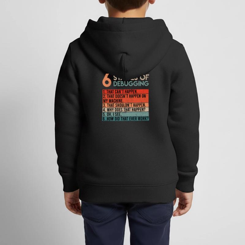 6 Stages of Debugging Informatiker Coder Software Kinder Premium Organic Zip Hoodie