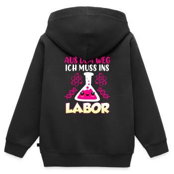 Aus dem Weg ich muss in das Labor Laborant - Kinder Premium Organic Zip Hoodie - Schwarz - Hinten - AI Model Kid Male (0cm)