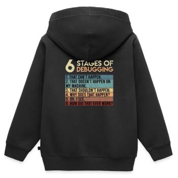 6 Stages of Debugging Software Tester Entwickler - Kinder Premium Organic Zip Hoodie - Schwarz - Hinten - AI Model Kid Male (0cm)