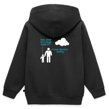 Coder Logiciel Développeur Blague Cloud Linux Server - Sweat Premium à capuche zippé enfant bio - noir - Dos - AI Model Kid Male (0cm)