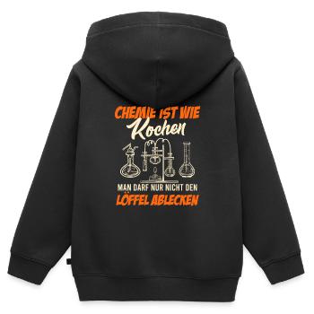 Chemie ist wie Kochen nicht Löffel ablecken - Kinder Premium Organic Zip Hoodie - Schwarz - Hinten - AI Model Kid Male (0cm)