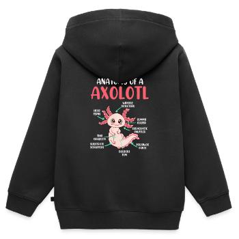 Axolotl Anatomie eines Axolotl - Kinder Premium Organic Zip Hoodie - Schwarz - Hinten - AI Model Kid Male (0cm)