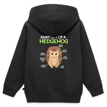 Anatomie d’un hérisson - Sweat Premium à capuche zippé enfant bio - noir - Dos - AI Model Kid Male (0cm)
