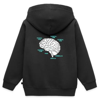 Anatomie d’un étudiant en médecine du cerveau - Sweat Premium à capuche zippé enfant bio - noir - Dos - AI Model Kid Male (0cm)