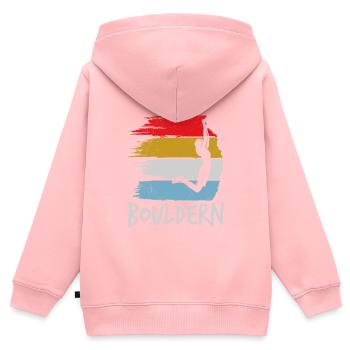 Bouldern Vintage Kletterhalle Boulder - Kinder Premium Organic Zip Hoodie - Rosa - Hinten - AI Model Kid Female (0cm)