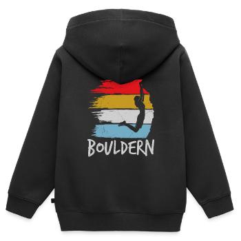 Bouldering Vintage Climbing Hall Boulder - Sweat Premium à capuche zippé enfant bio - noir - Dos - AI Model Kid Male (0cm)
