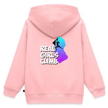 Kletter Boulder Spruch Echte Mädchen klettern - Kinder Premium Organic Zip Hoodie - Rosa - Hinten - AI Model Kid Female (0cm)