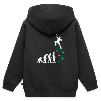 Klettern Evolution Klettergriffe Kletterwand - Kinder Premium Organic Zip Hoodie - Schwarz - Hinten - AI Model Kid Male (0cm)