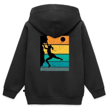 Retro Boulder Felsklettern Freiklettern - Kinder Premium Organic Zip Hoodie - Schwarz - Hinten - AI Model Kid Male (0cm)