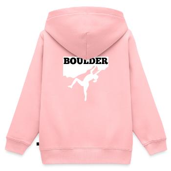Boulder Klettersport Klettern Kletterhalle - Kinder Premium Organic Zip Hoodie - Rosa - Hinten - AI Model Kid Female (0cm)
