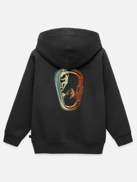 Climbing Carabiner Rock Climbing Free Climbing - Kids Premium Organic Zip-up Hoodie - black
