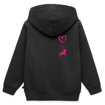 Kletter Herz Felsklettern Freiklettern Vorstieg - Kinder Premium Organic Zip Hoodie - Schwarz - Hinten - AI Model Kid Male (0cm)