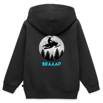 Schneemobil Motorschlitten Vollmond - Kinder Premium Organic Zip Hoodie - Schwarz - Hinten - AI Model Kid Male (0cm)