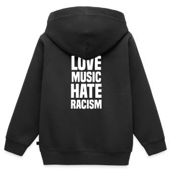 Love Music Hate Racism Liebe Musik Hasse Rassismus - Kinder Premium Organic Zip Hoodie - Schwarz - Hinten - AI Model Kid Male (0cm)