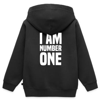 I Am Number One Ich Bin Die Nummer Eins Geschenk - Kinder Premium Organic Zip Hoodie - Schwarz - Hinten - AI Model Kid Male (0cm)