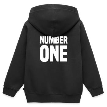 Number One - Kids Premium Organic Zip-up Hoodie - black - Back - AI Model Kid Male (0cm)