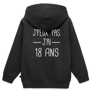 j'peux pas j'ai 18 ans cadeau anniversaire 18 ans - Sweat Premium à capuche zippé enfant bio - noir - Dos - AI Model Kid Male (0cm)