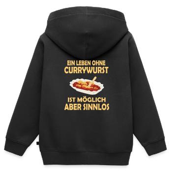 Currywurst essen - Kinder Premium Organic Zip Hoodie - Schwarz - Hinten - AI Model Kid Male (0cm)