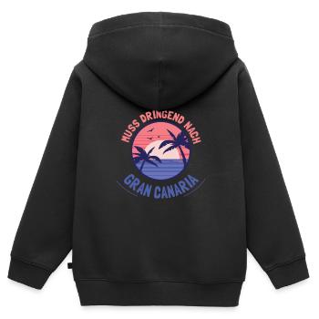 Gran Canaria Kanarische Inseln - Kinder Premium Organic Zip Hoodie - Schwarz - Hinten - AI Model Kid Male (0cm)