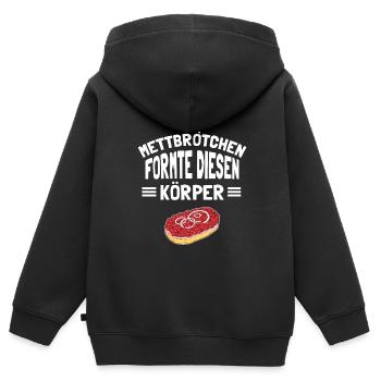 Mettbrötchen Mett Mettigel - Kinder Premium Organic Zip Hoodie - Schwarz - Hinten - AI Model Kid Male (0cm)
