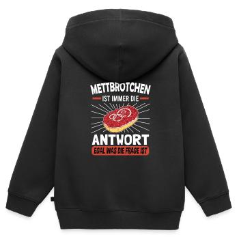 Mettbrötchen Mett Mettigel - Kinder Premium Organic Zip Hoodie - Schwarz - Hinten - AI Model Kid Male (0cm)