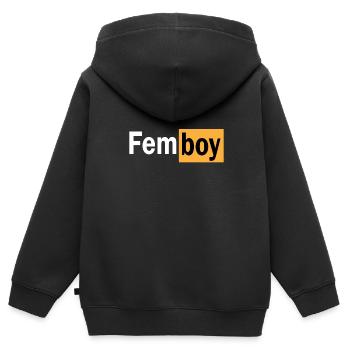 Femboy Feminine Boy Crossdressing - Kinder Premium Organic Zip Hoodie - Schwarz - Hinten - AI Model Kid Male (0cm)