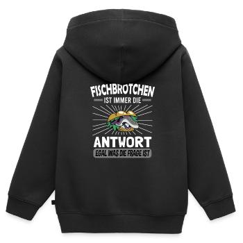 Fischbrötchen mit Pommes - Kinder Premium Organic Zip Hoodie - Schwarz - Hinten - AI Model Kid Male (0cm)