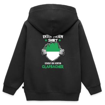 Mönchengladbach Fanartikel - Kinder Premium Organic Zip Hoodie - Schwarz - Hinten - AI Model Kid Male (0cm)