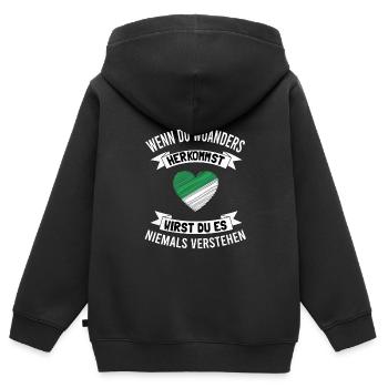 Mönchengladbach Fanartikel - Kinder Premium Organic Zip Hoodie - Schwarz - Hinten - AI Model Kid Male (0cm)